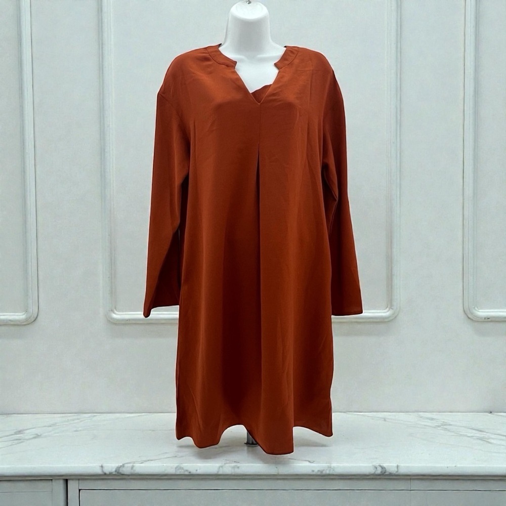 Dokotoo Rust Orange Pleated Mini Dress – Size M | NWT